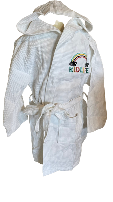 Kid's Hooded Waffle Kimono Spa Robe